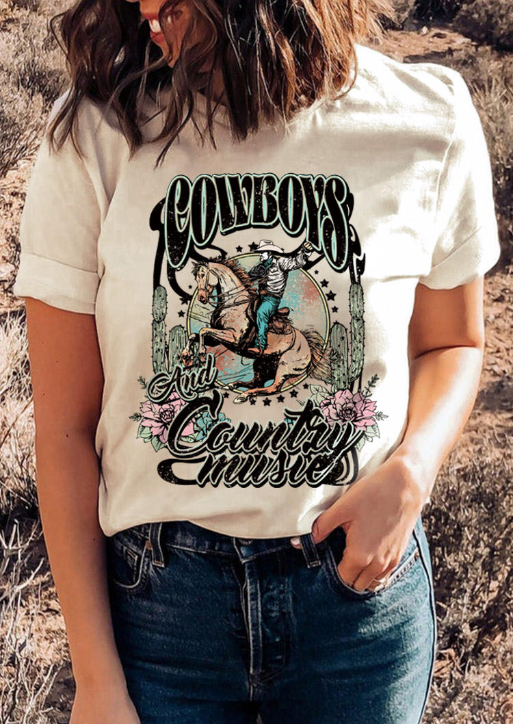 

T-shirts Tees Cowboy's And Country Music T-Shirt Tee in Apricot. Size