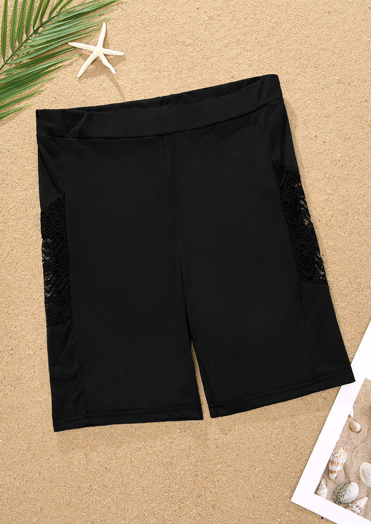 

Swimwear Bottoms Lace Splicing Hollow Out Bikini Bottoms in Black. Size