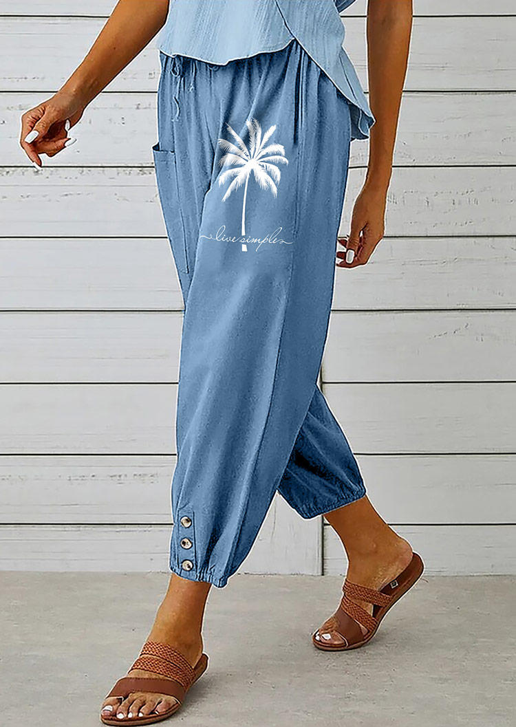 

Pants Live Simple Pocket Button Harem Pants in Blue. Size: L,M,,XL