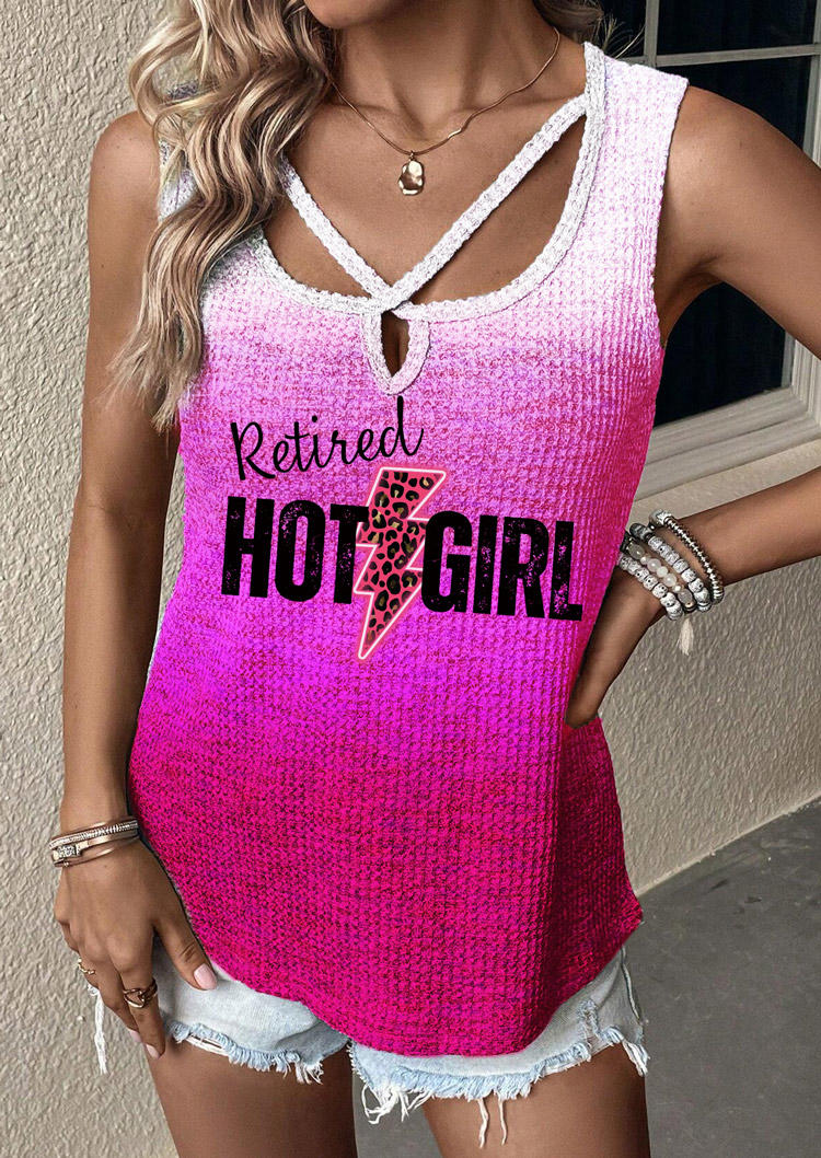 

Tank Tops Retired Hot Girl Gradient Leopard Tank Top - Rose Red in Red. Size: L,M,,XL