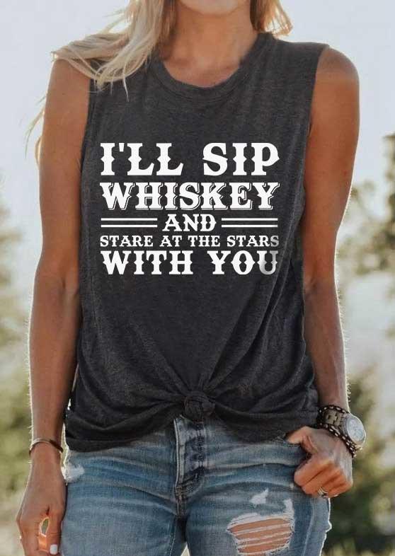 

Tank Tops I'll Sip Whiskey And Stare At The Stars With You Tank Top - Dark Grey in Gray. Size: M