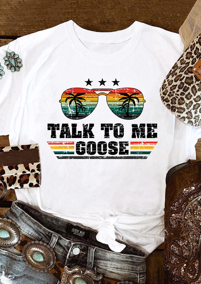 

T-shirts Tees Talk To Me Goose Coconut Tree T-Shirt Tee in White. Size