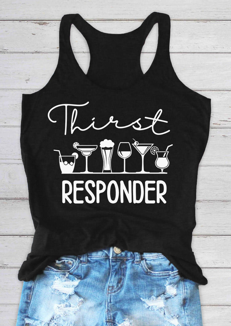

Tank Tops Thirst Responder Drink Racerback Tank Top in Black. Size