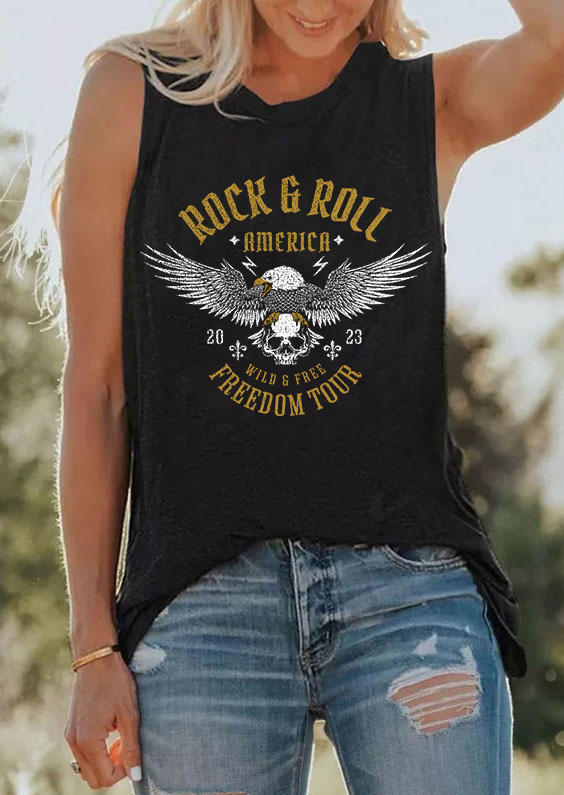 

Tank Tops Rock G Roll America Freedom Tour Skeleton Eagle Tank Top in Black. Size