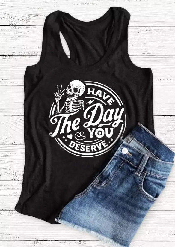 

Tank Tops Have The Day You Deserve Racerback Tank Top in Black. Size