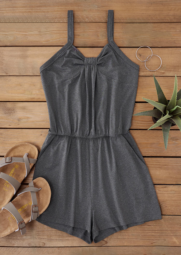

Jumpsuits & Rompers Twist Pocket Open Back Romper - Dark Grey in Gray. Size: L,M,,XL