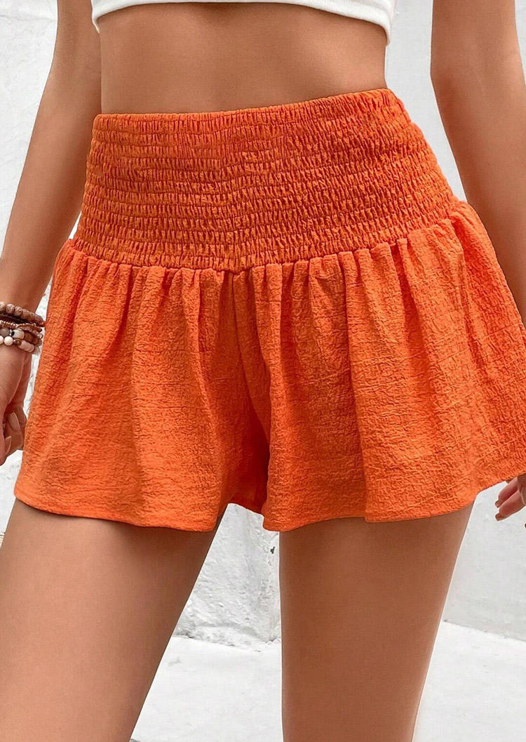 

Shorts Smocked Elastic Waist Shorts in Orange. Size