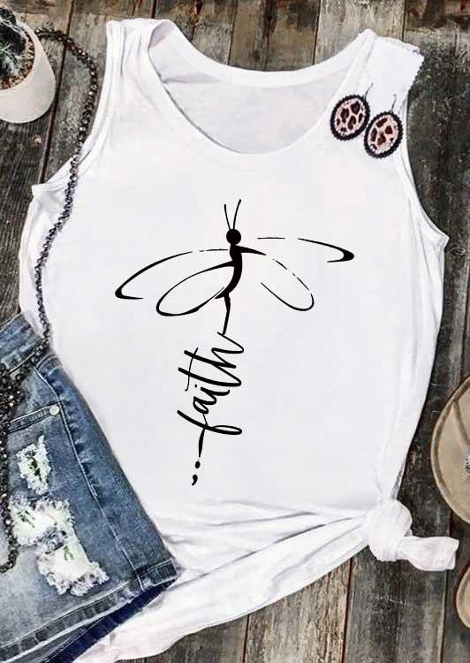 

Tank Tops Faith Dragonfly O-Neck Tank Top in White. Size