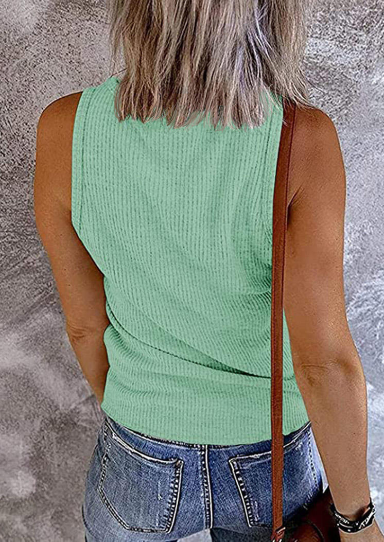 

Tank Tops Snap Button Ribbed Tank Top - Light Green in Green. Size: M