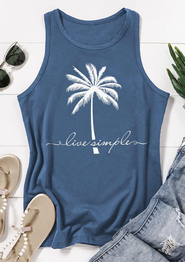 

Tank Tops Live Simple Coconut Tree Tank Top in Blue. Size