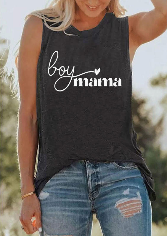 

Tank Tops Boy Mama Heart O-Neck Tank Top - Dark Grey in Gray. Size