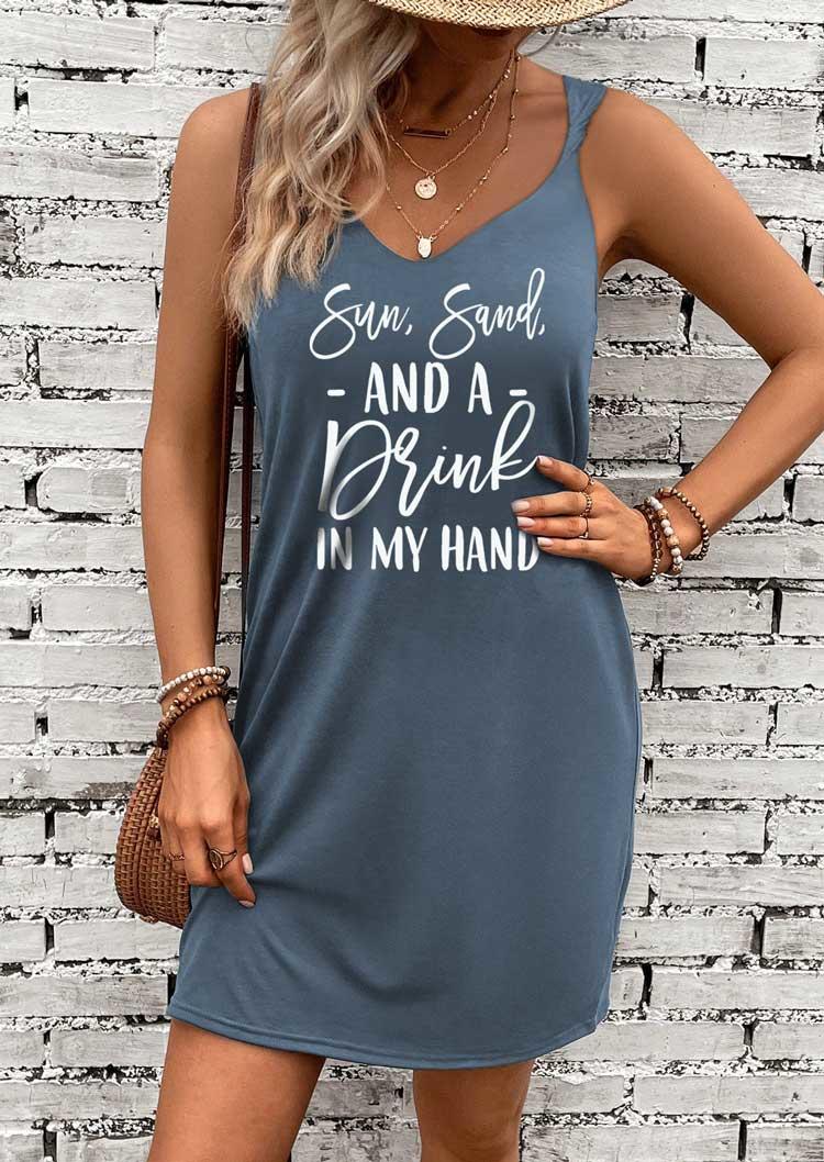 

Mini Dresses Sun Sand And A Drink In My Hand Mini Dress in Blue. Size: L,M,,XL