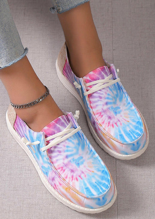 

Sneakers Tie Dye Lace Up Flat Sneakers in Multicolor. Size: ,40