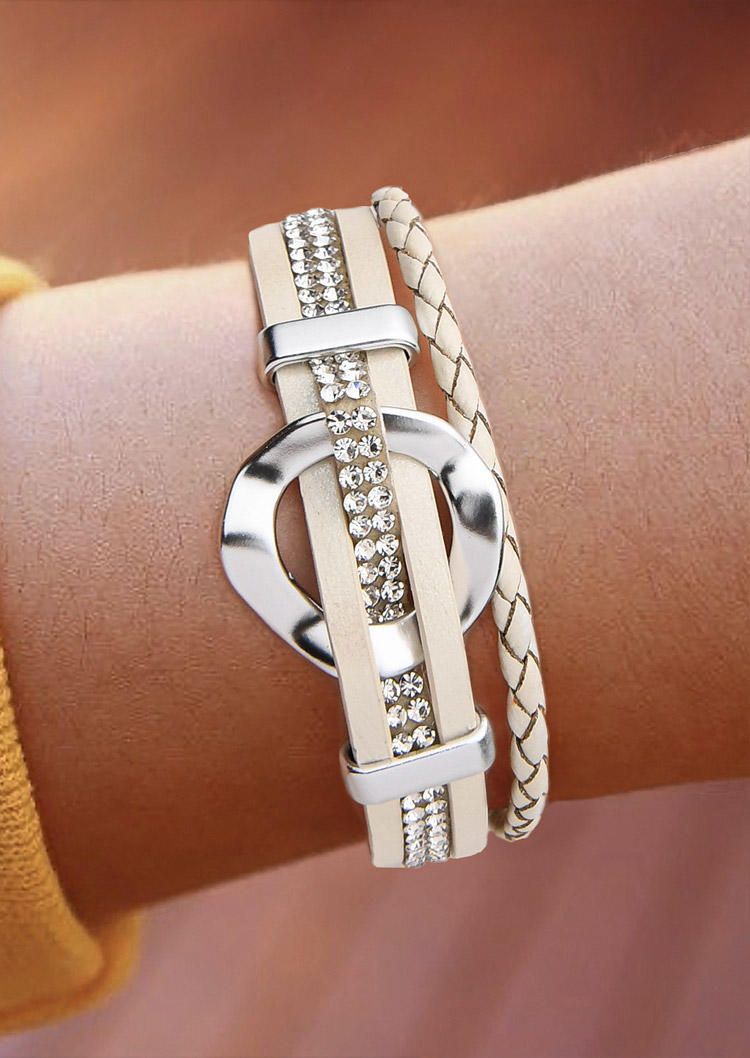 

Bracelet Geometric Rhinestone Alloy Magnetic Buckle Bracelet in White. Size