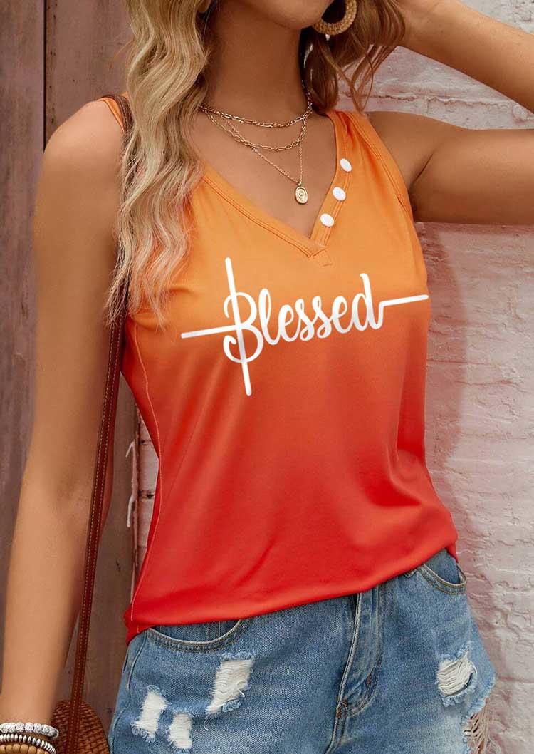 

Tank Tops Blessed Gradient Button Tank Top in Multicolor. Size: L,M,,XL