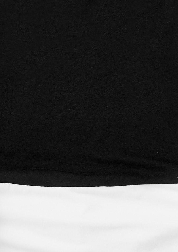 Color Block Snap Button Fake Two-Piece Tank - Black