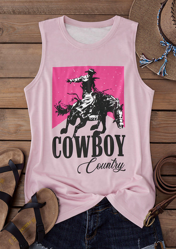 

Tank Tops Cowboy Country O-Neck Tank Top in Pink. Size