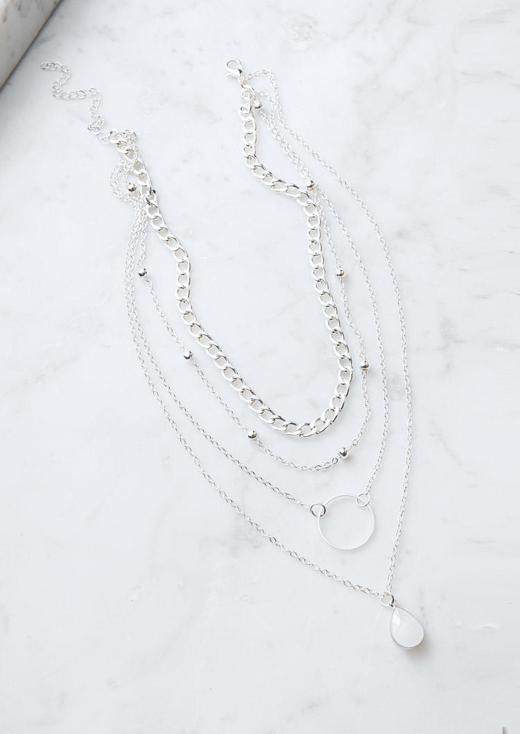 

Necklaces Round Multi-Layered Pendant Necklace in Silver. Size