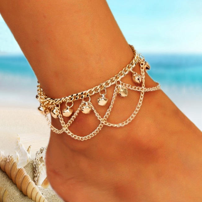Hollow Out Bell Alloy Chain Anklet