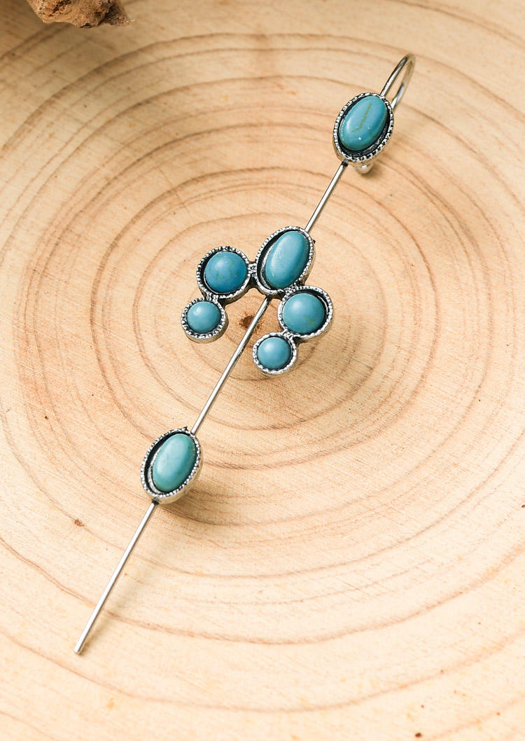 

Earrings 1 Piece Turquoise Floral Western Unique Earpin in Multicolor. Size