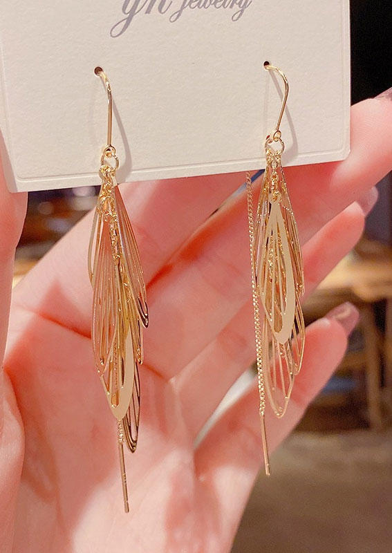 

Earrings Dragonfly Wings Tassel Dreamy Earrings in Gold. Size