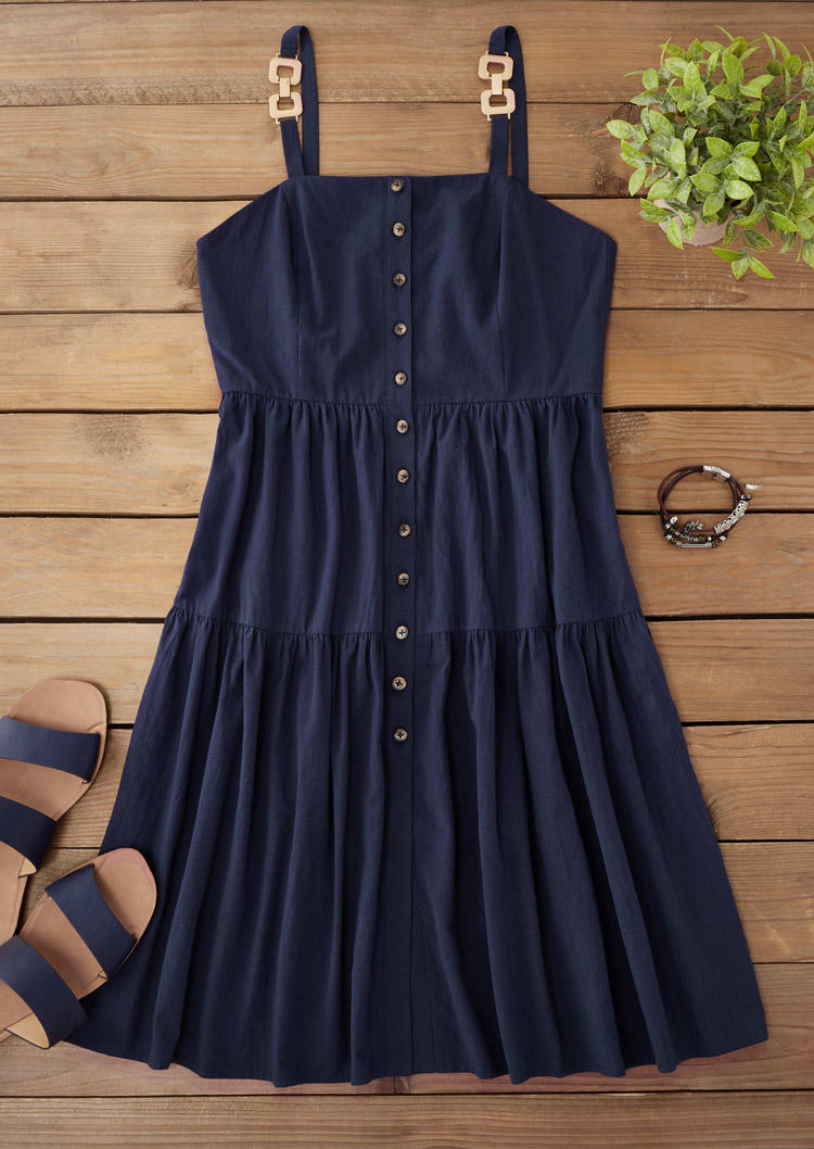 

Mini Dresses Ruffled Button Metal Mini Dress in Blue. Size: L,M,,XL