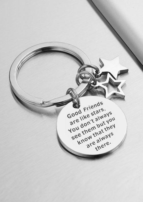 

Keychains Good Friends Are Like Stars Keychain in Silver. Size