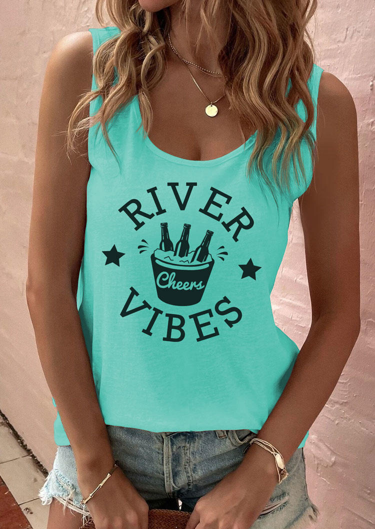 

Tank Tops River Vibes Cheers Star Tank Top - Cyan in Blue. Size: L,M