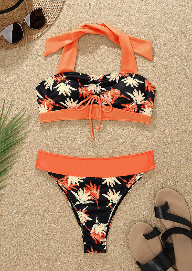 

Bikini Sets Plant Halter Tie Bikini Set in Orange. Size: L,M,,XL