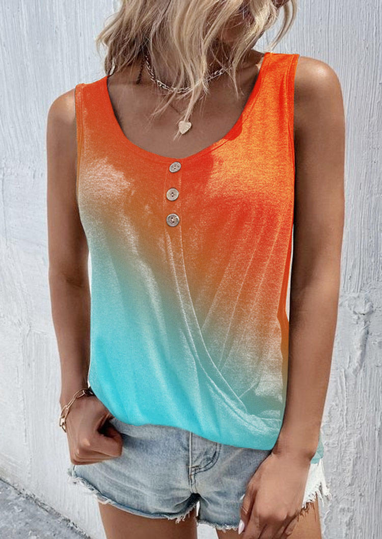 

Tank Tops Gradient Wrap Button Tank Top in Multicolor. Size: L,,XL