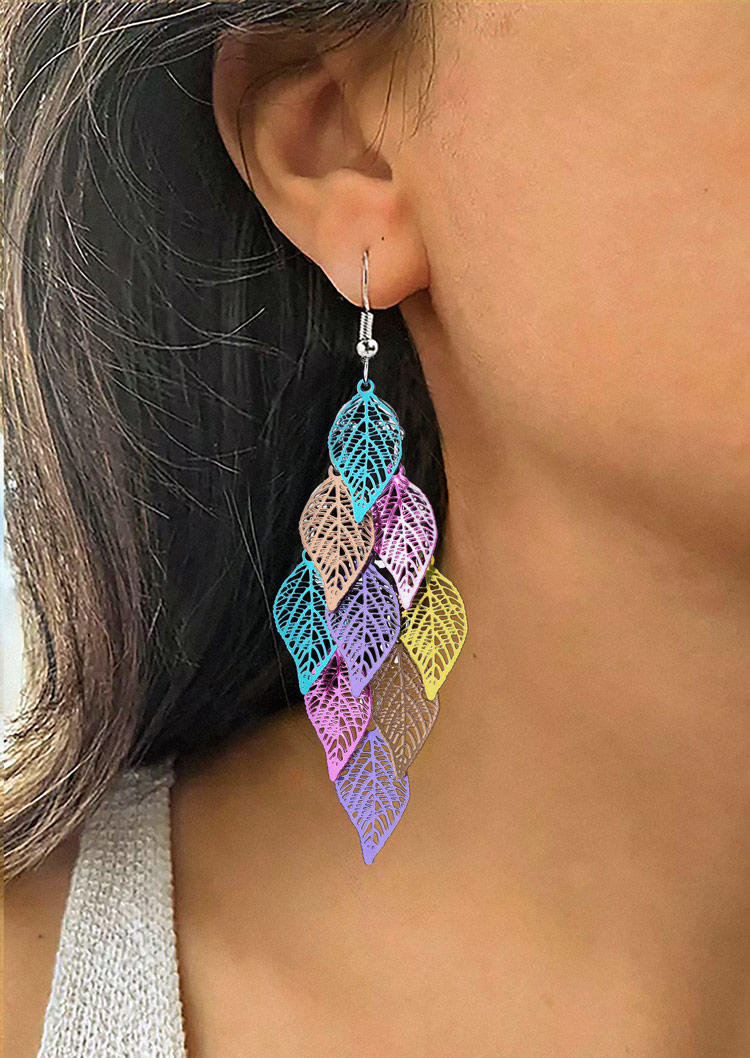 

Earrings Colorful Leaf Alloy Hook Earrings in Multicolor. Size