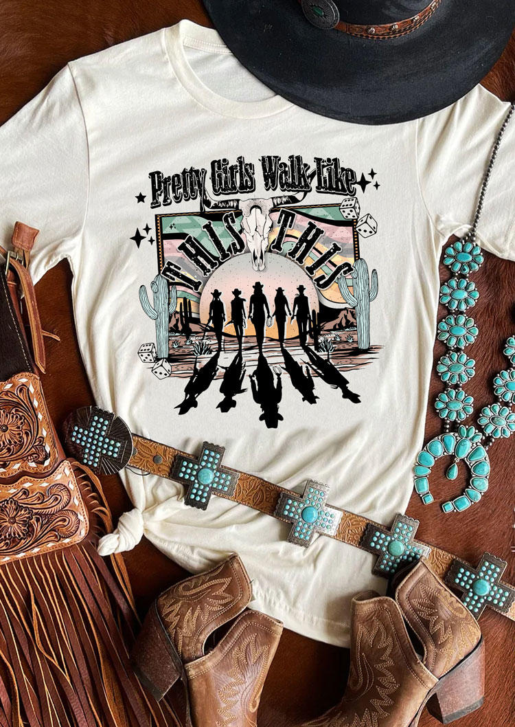 

T-shirts Tees Pretty Girls Walk Like This This Steer Skull T-Shirt Tee in White. Size