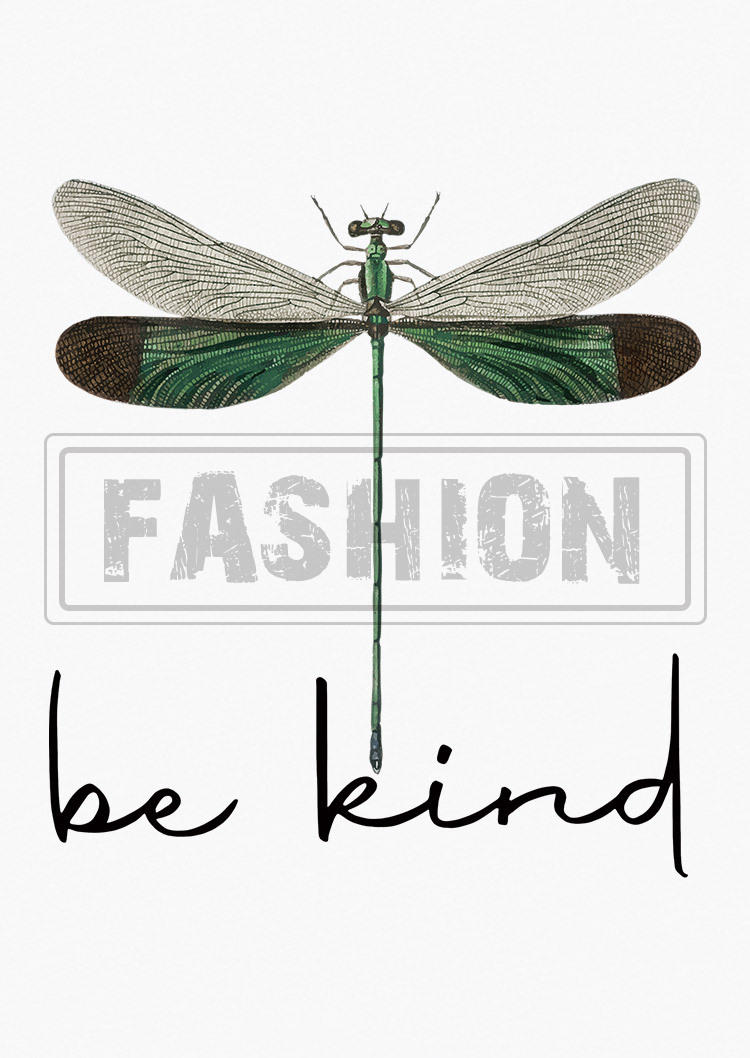 Be Kind Dragonfly T-Shirt Tee - White