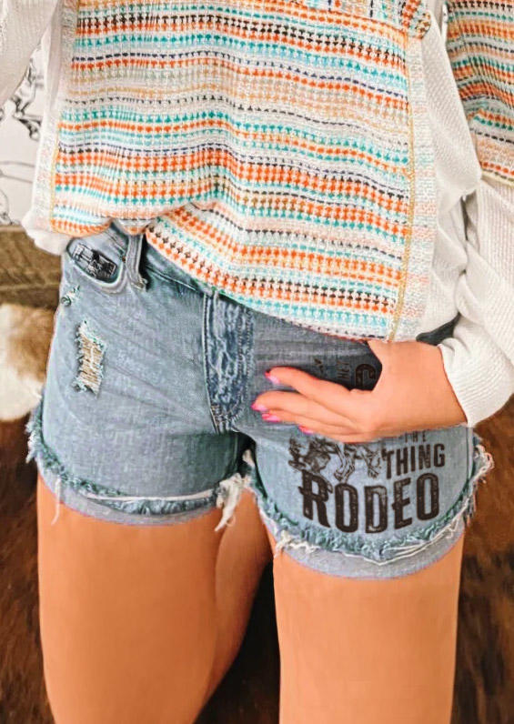 

Shorts They Call The Thing Rodeo Retro Ripped Hole Denim Shorts in Multicolor. Size: L,M,,XL