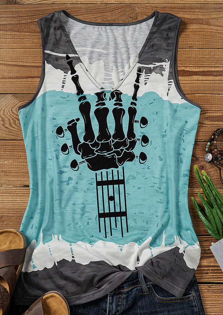 

Tank Tops Guitar Skeleton Hand Music Inspired Tank Top in Multicolor. Size