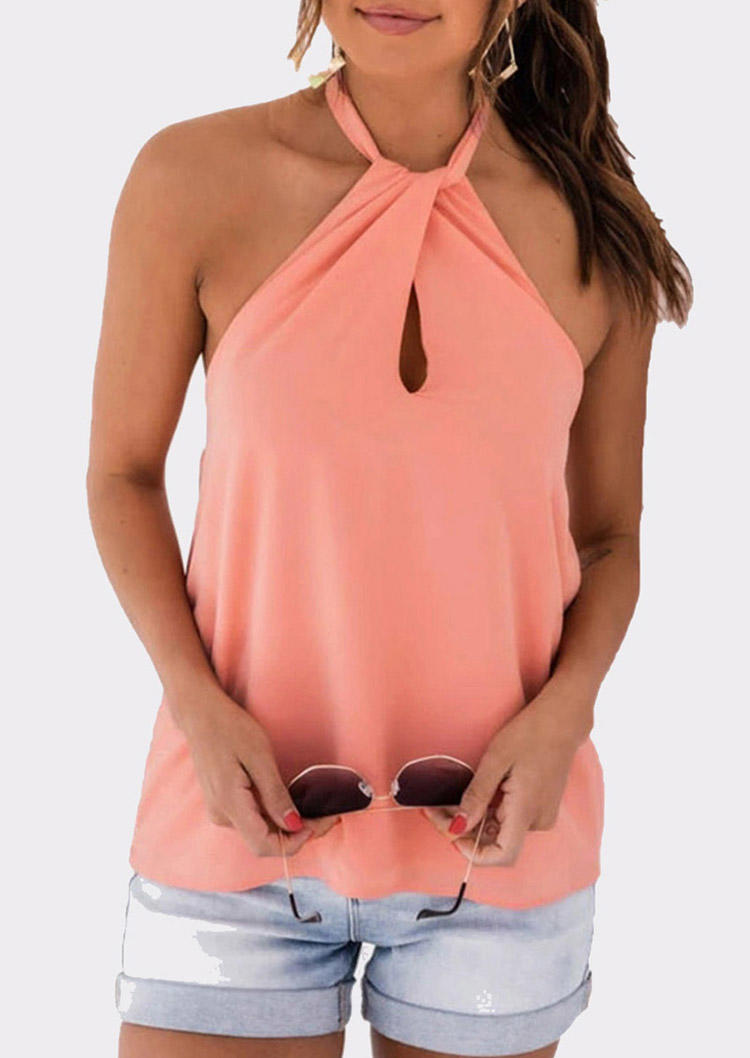 

Tank Tops Hollow Out Halter Camisole in Orange. Size: L,M,,XL