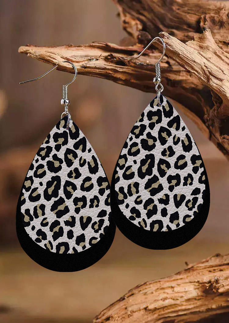 

Earrings Leopard Double-Layered Water Drop Earrings in Multicolor. Size