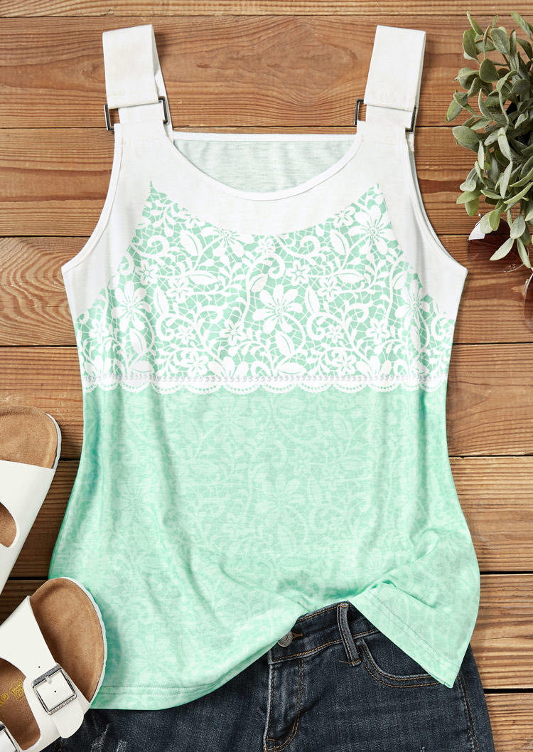

Tank Tops Color Block Floral Casual Tank Top in Multicolor. Size