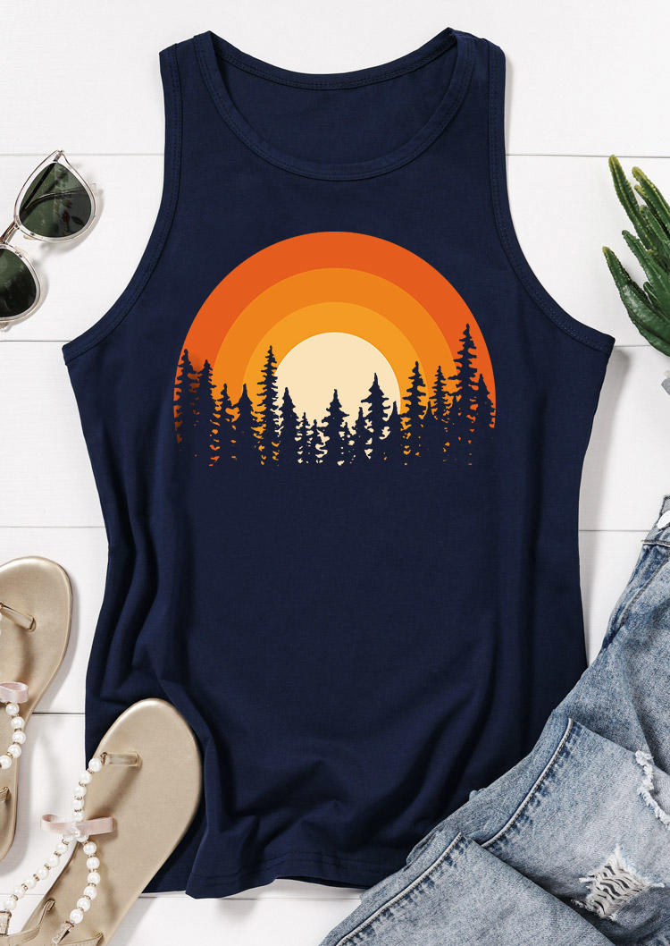 

Tank Tops Sunset Forest O-Neck Tank Top - Navy Blue in Blue. Size