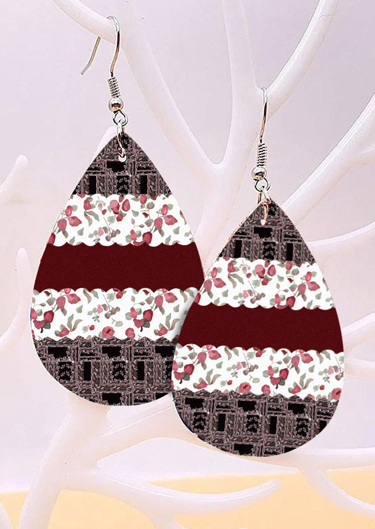 

Earrings Floral Color Block Plaid Earrings in Multicolor. Size
