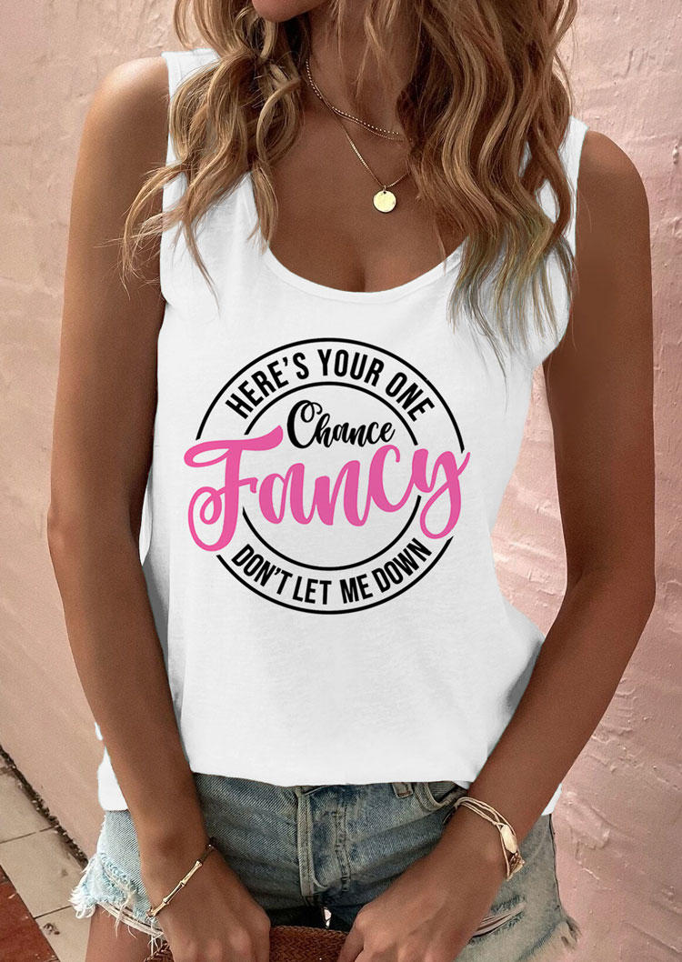 

Tank Tops Here' Your One Chance Don't Let Me Down Tank Top in White. Size