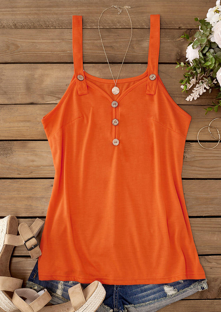 

Tank Tops Button V-Neck Camisole in Orange. Size