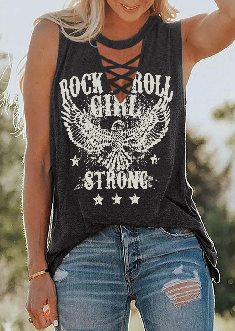 

Tank Tops Rock Roll Girl Strong Eagle Tank Top - Dark Grey in Gray. Size: M