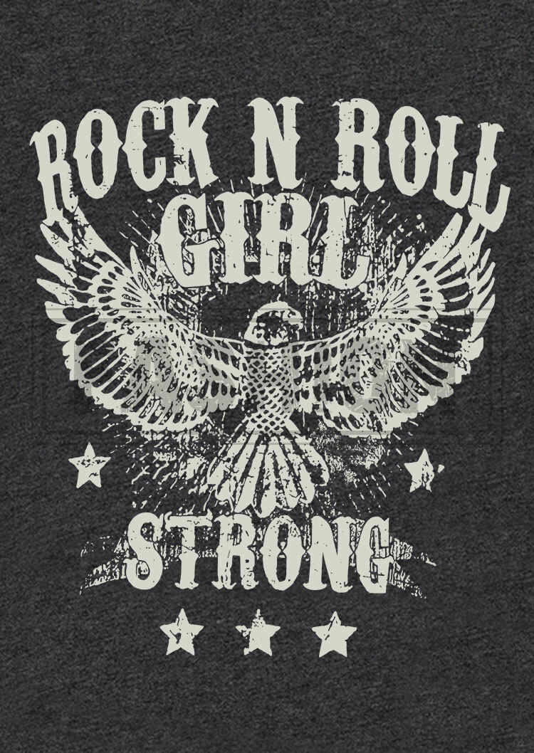 Rock Roll Girl Strong Eagle Tank - Dark Grey