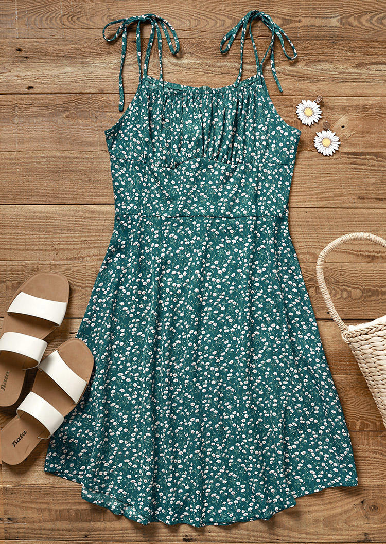 

Mini Dresses Ditsy Floral Spaghetti Strap Tie Mini Dress in Multicolor. Size