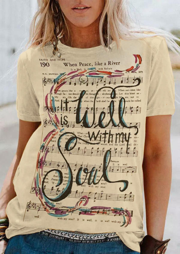 

T-shirts Tees It Is Well With My Soul Sheet Music T-Shirt Tee in Apricot. Size