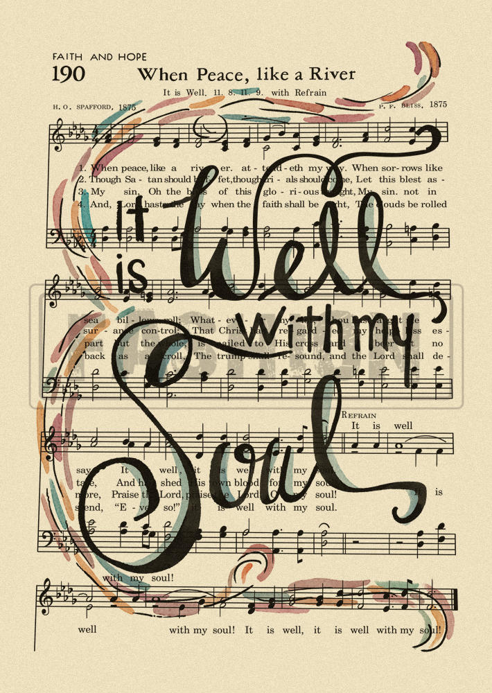 It Is Well With My Soul Sheet Music T-Shirt Tee - Apricot