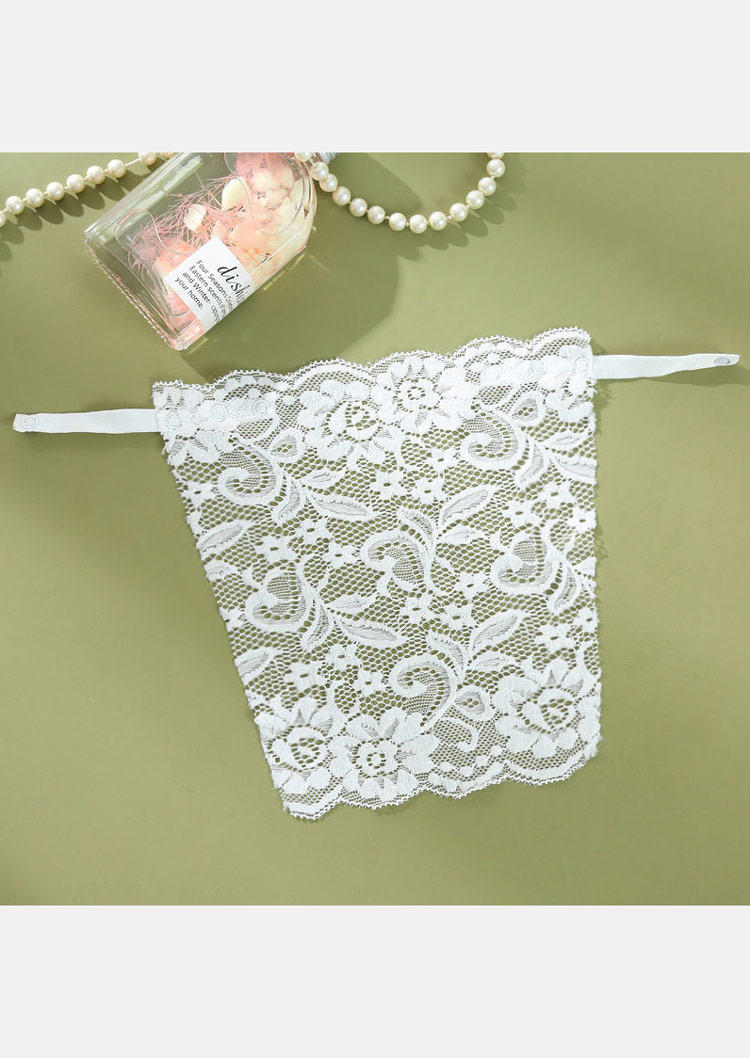 

Bras Lace Snap Button Strapless Bandeau Bra in White. Size
