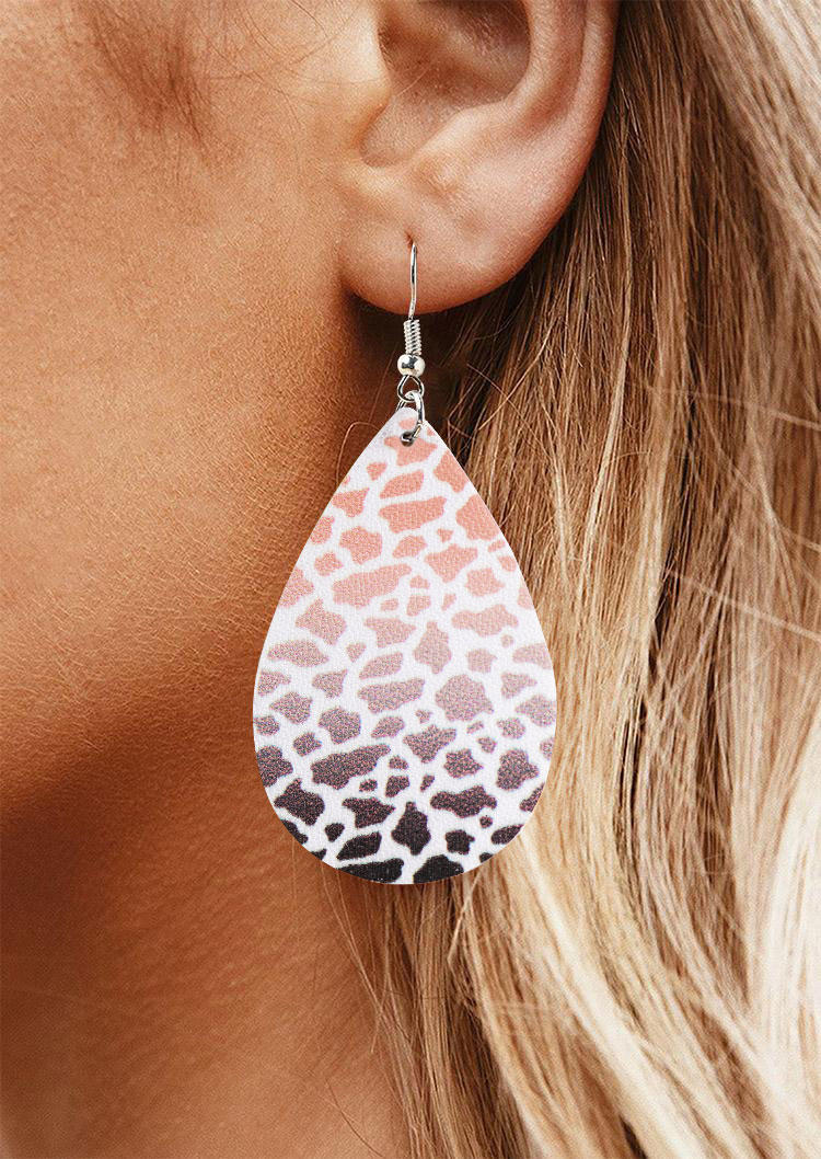 

Earrings Leopard Gradient PU Leather Water Drop Earrings in Multicolor. Size