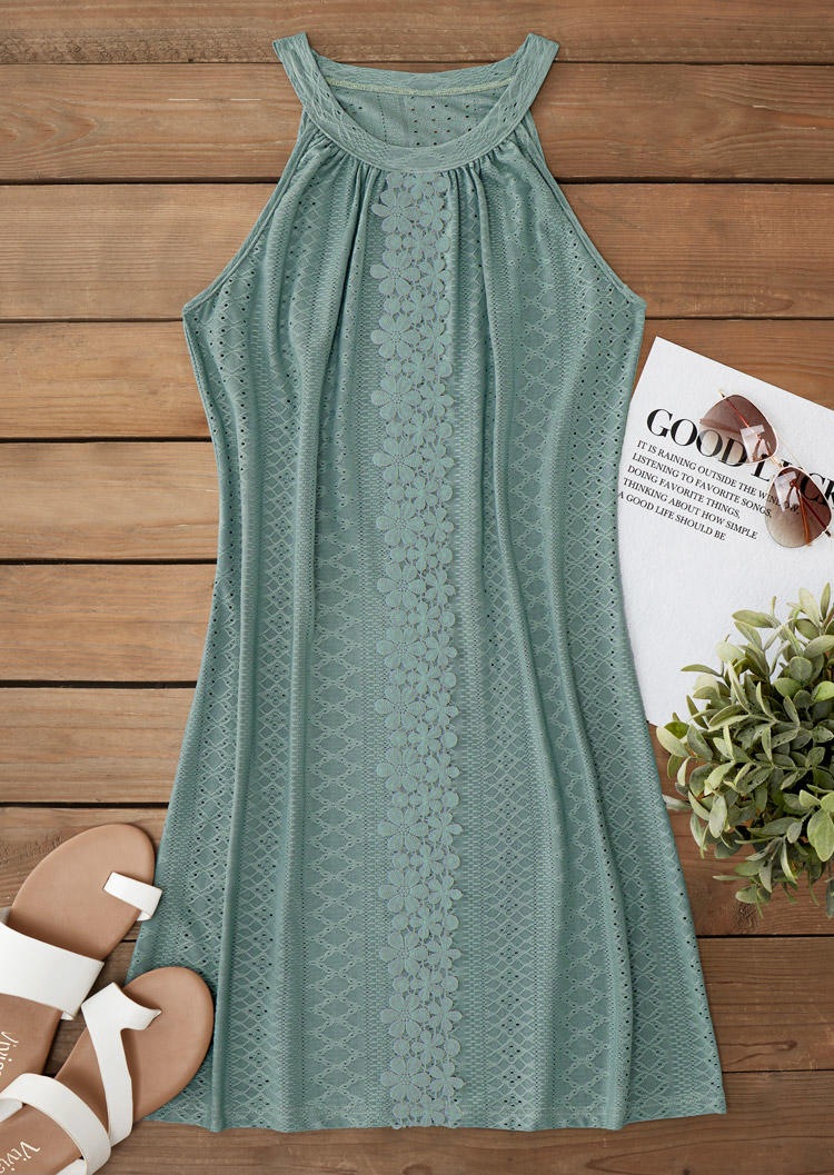 

Mini Dresses Floral Ruffled Sleeveless Mini Dress in Green. Size